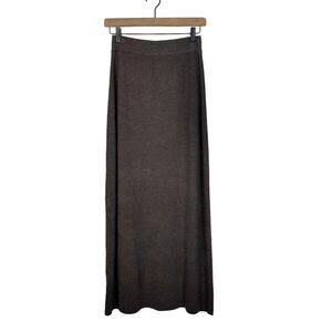 Ancosti Chocolate Brown Soft Knit Pull On Straight Cut Academia Maxi Skirt